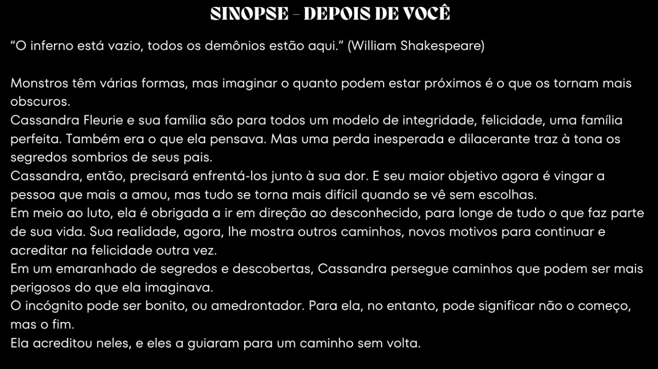 SINOPSE LIVRO DEPOIS DE VOCÊ